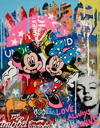 Love Always Wins Mickey and Minnie by Yuvi - Original Painting on Stretched Canvas sized 16x20 inches. Available from Whitewall Galleries